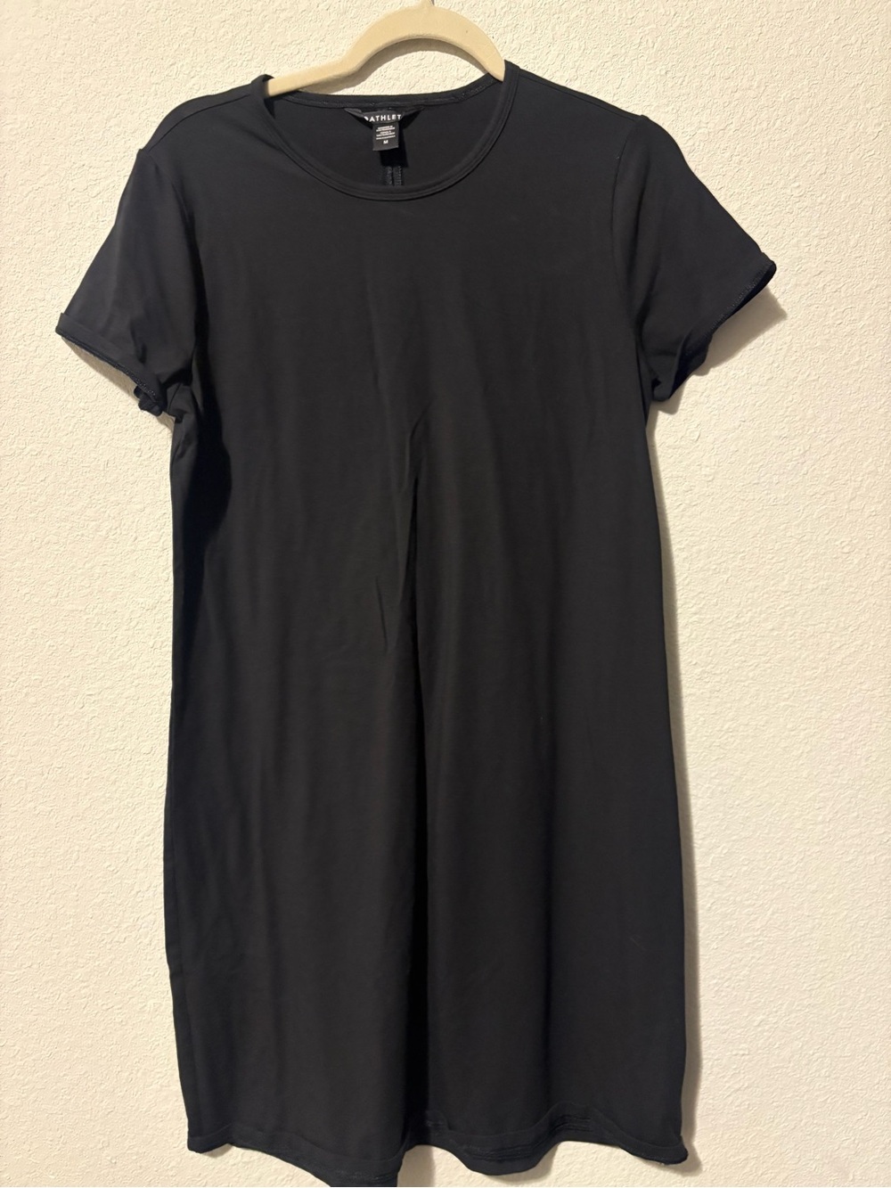 Athleta Black Short Sleeve Casual T-Shirt Dress